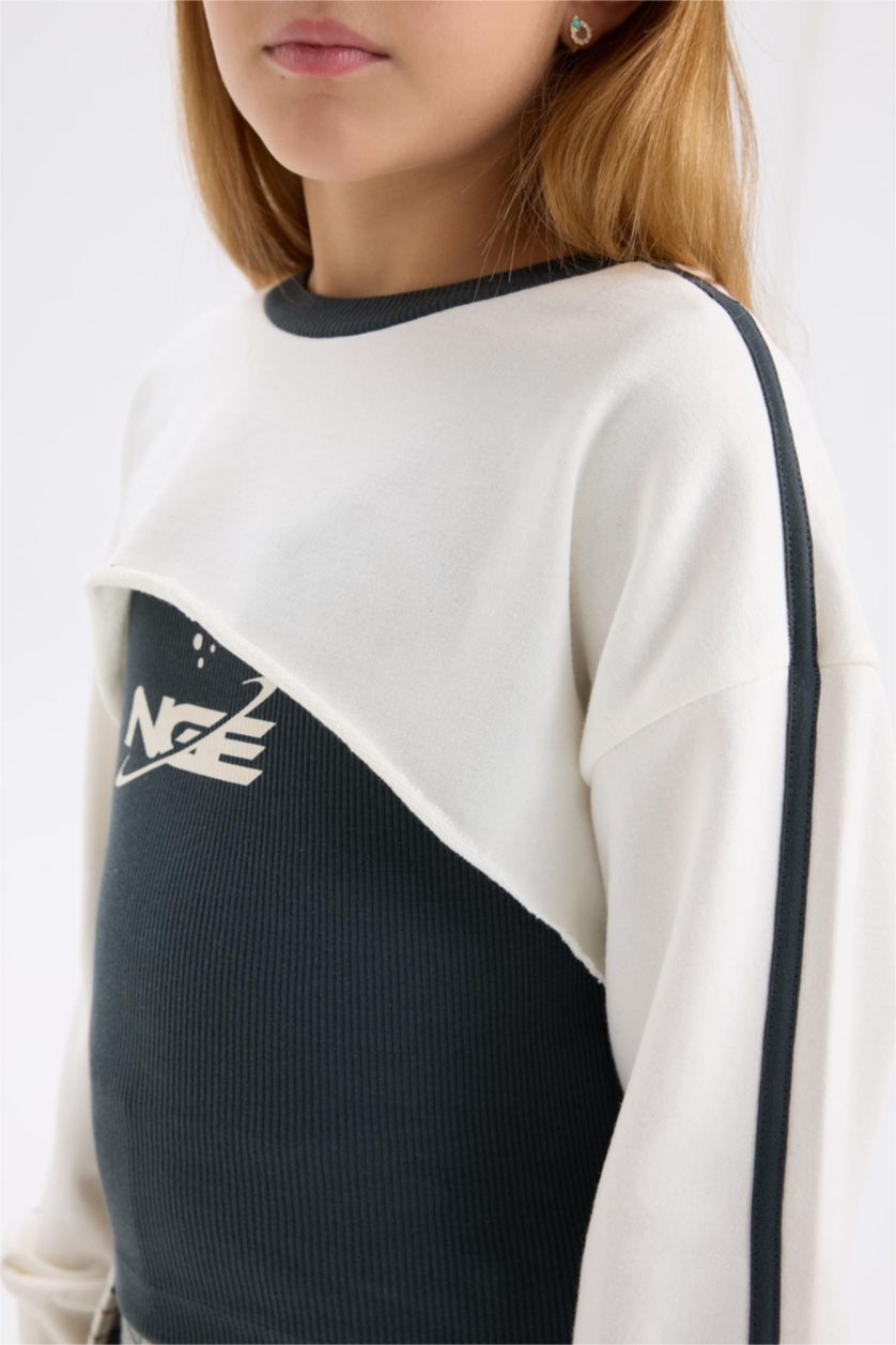 FILLES Écru Sweatshirt imprimé à Col rond