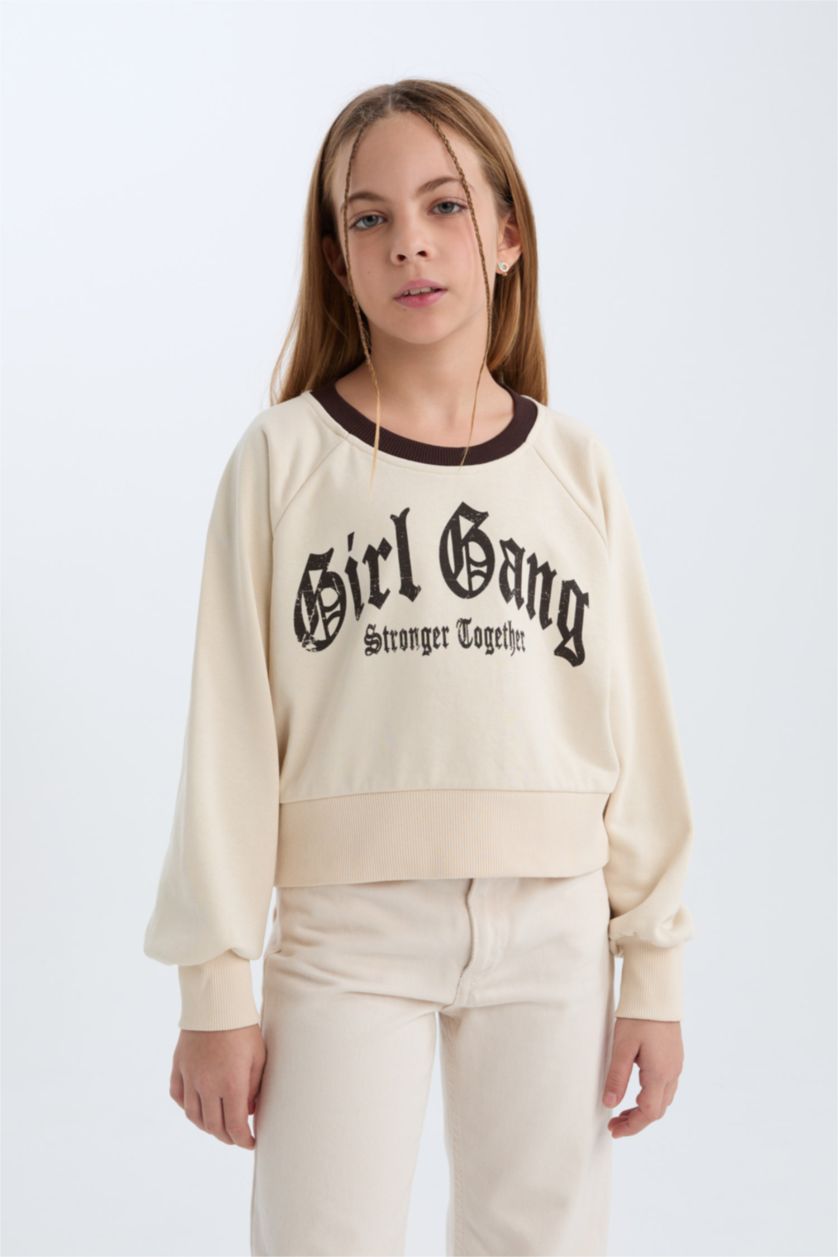 GIRLS & TEENS Stone Girl Relax Fit Printed Soft Furry Inside Sweatshirt