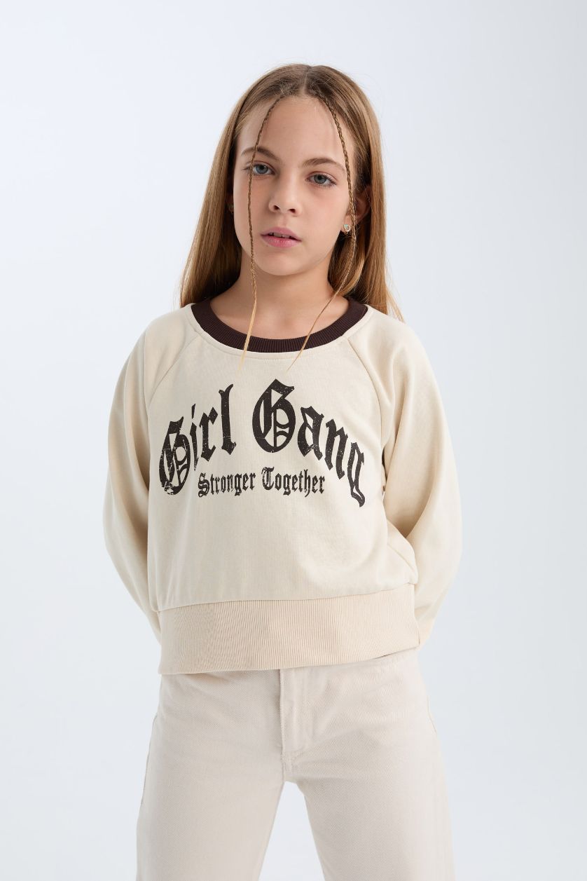 GIRLS & TEENS Stone Girl Relax Fit Printed Soft Furry Inside Sweatshirt