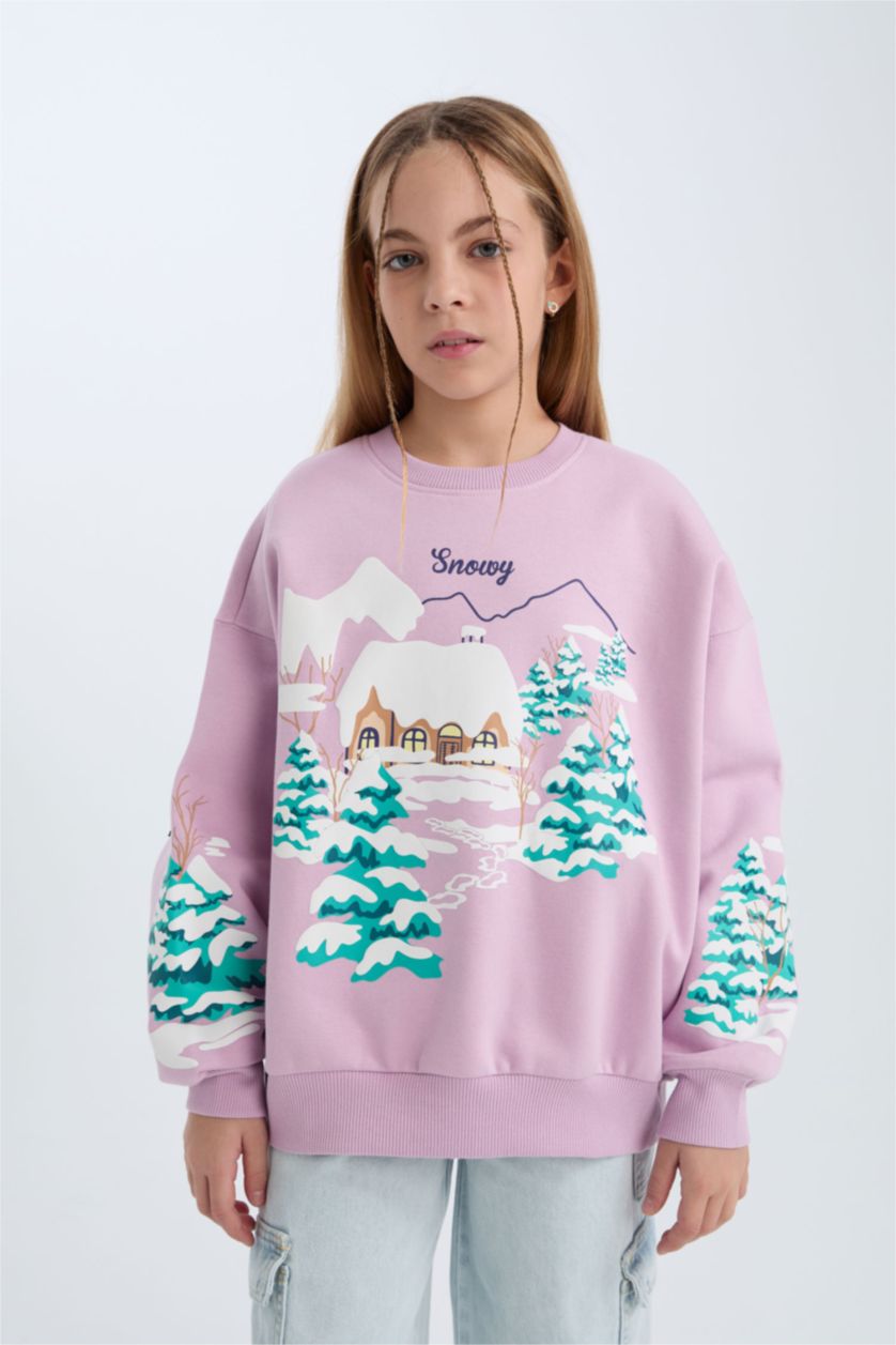 GIRLS & TEENS Lilac Oversize Crew Neck Sweatshirt