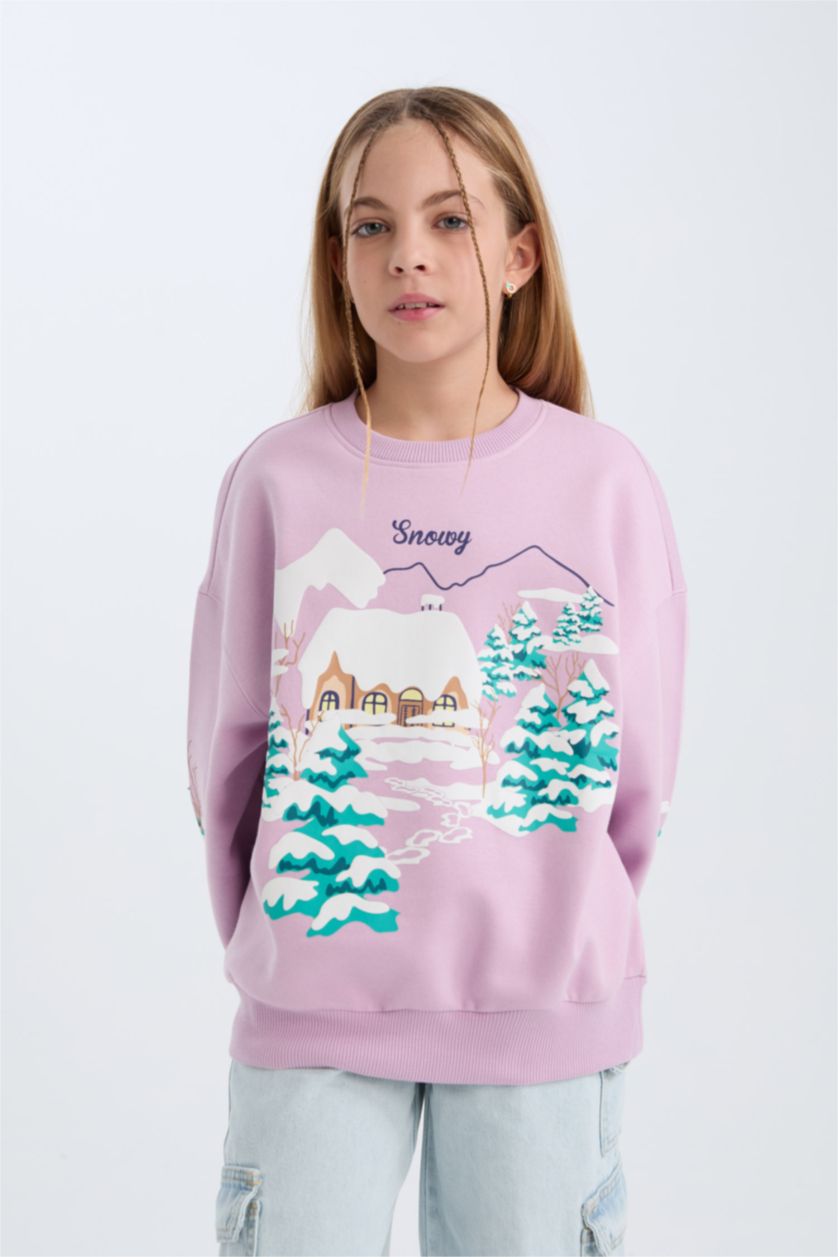 GIRLS & TEENS Lilac Oversize Crew Neck Sweatshirt