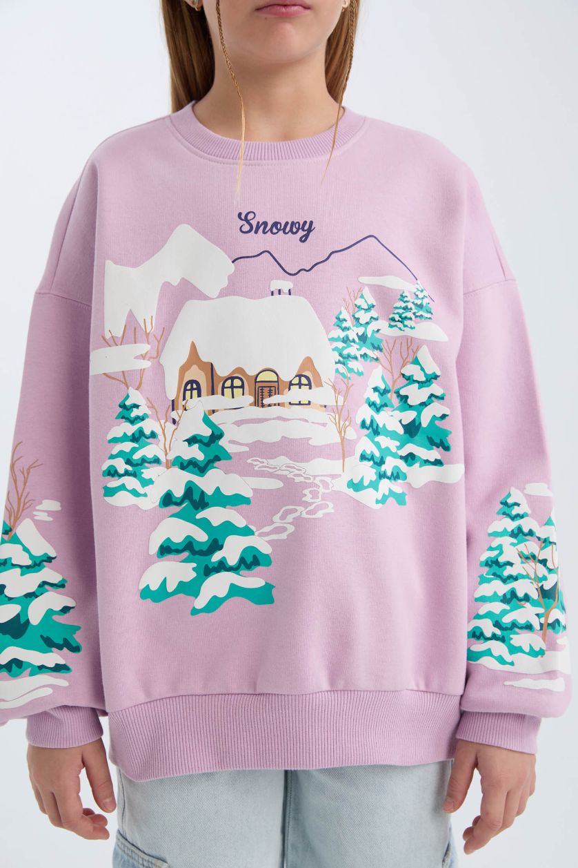 GIRLS & TEENS Lilac Oversize Crew Neck Sweatshirt