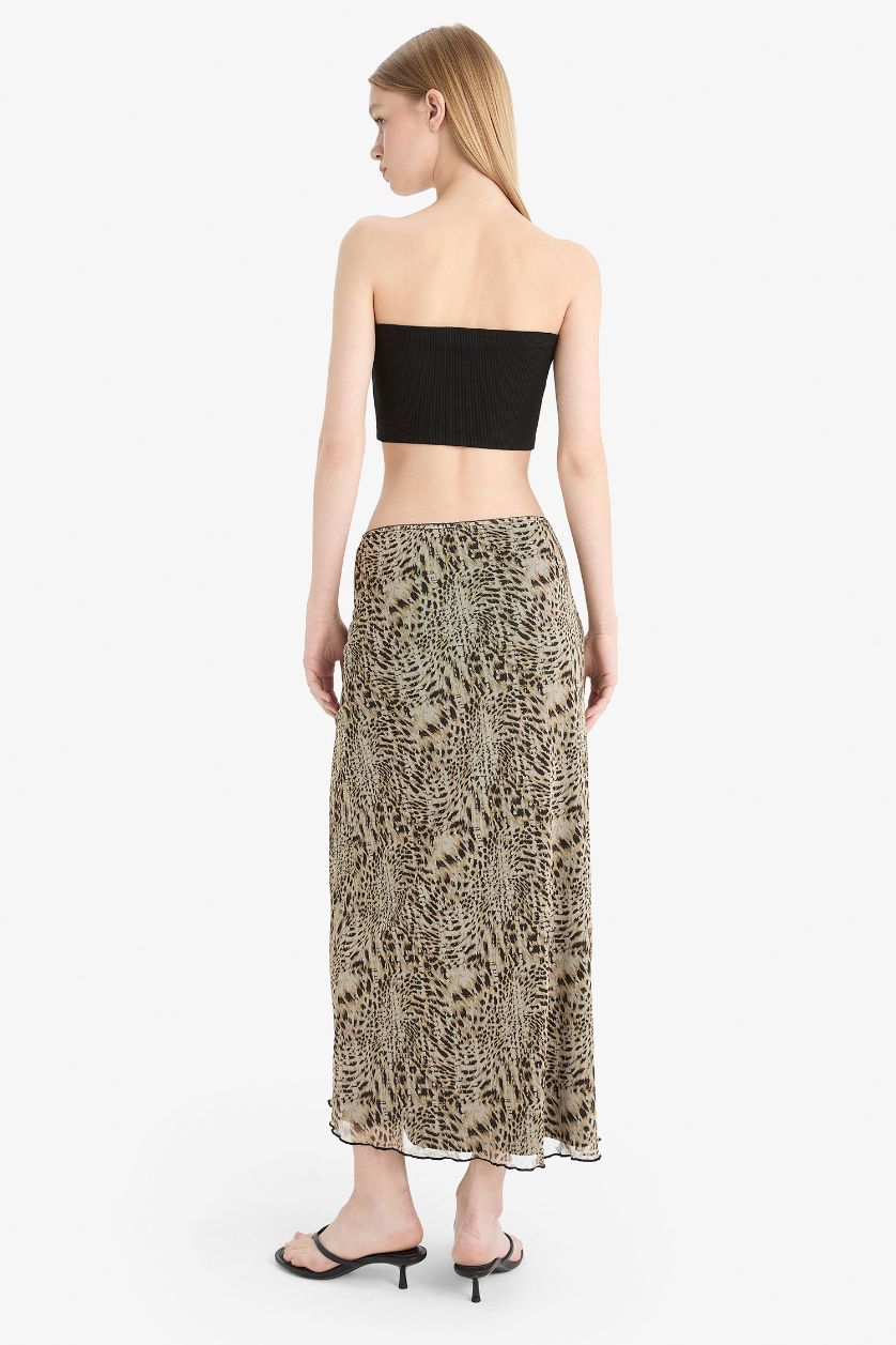 نساء بيج تنورة طويلة تول بقصة A بخصر عادي وبطانة قطنية