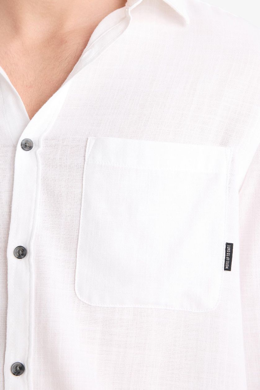 MAN White Regular Fit Cotton Long Sleeve Shirt