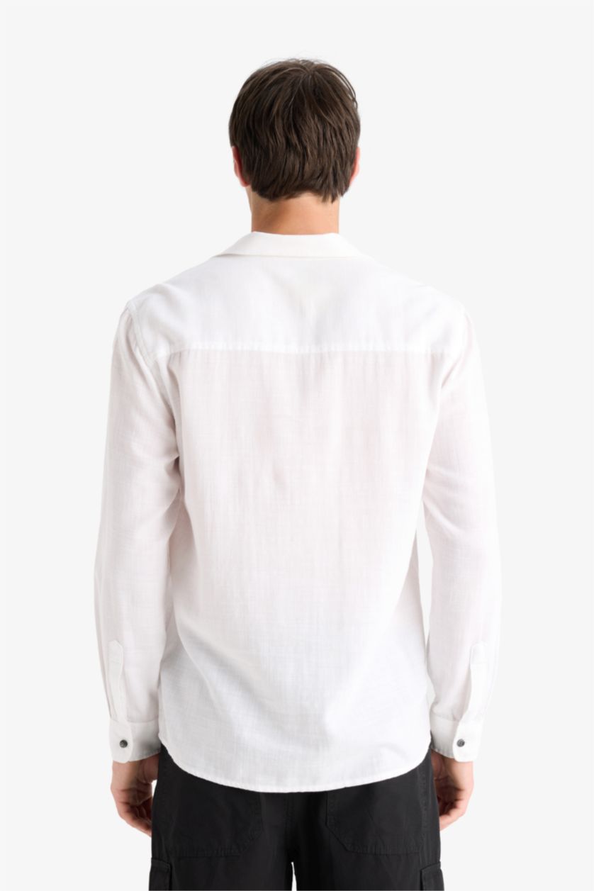 MAN White Regular Fit Cotton Long Sleeve Shirt