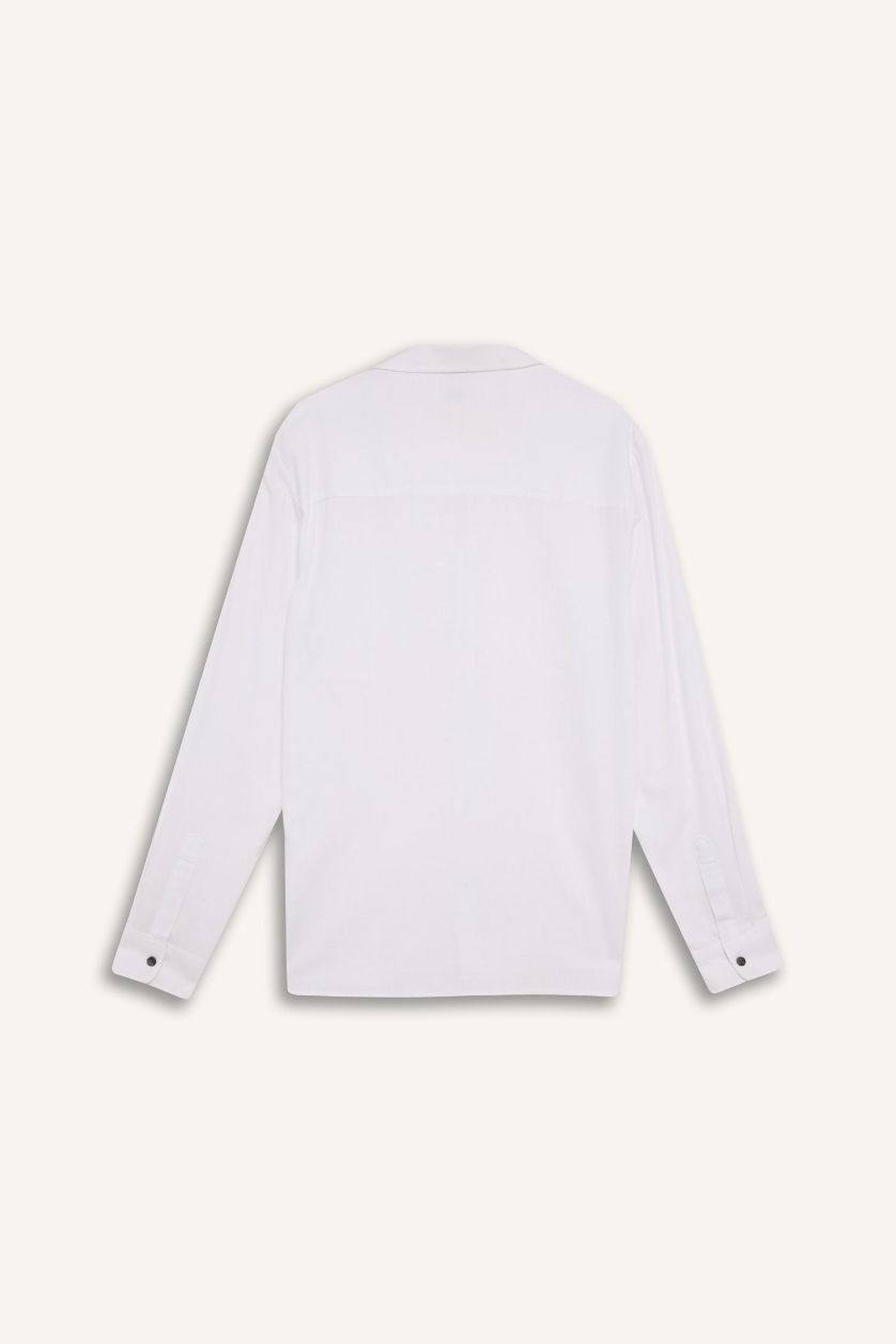 MAN White Regular Fit Cotton Long Sleeve Shirt