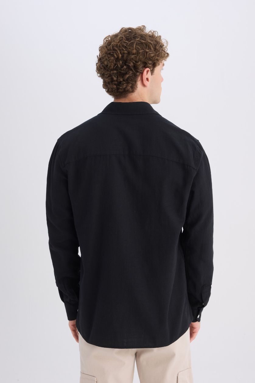 Erkek Siyah %100 Pamuk Basic Gömlek