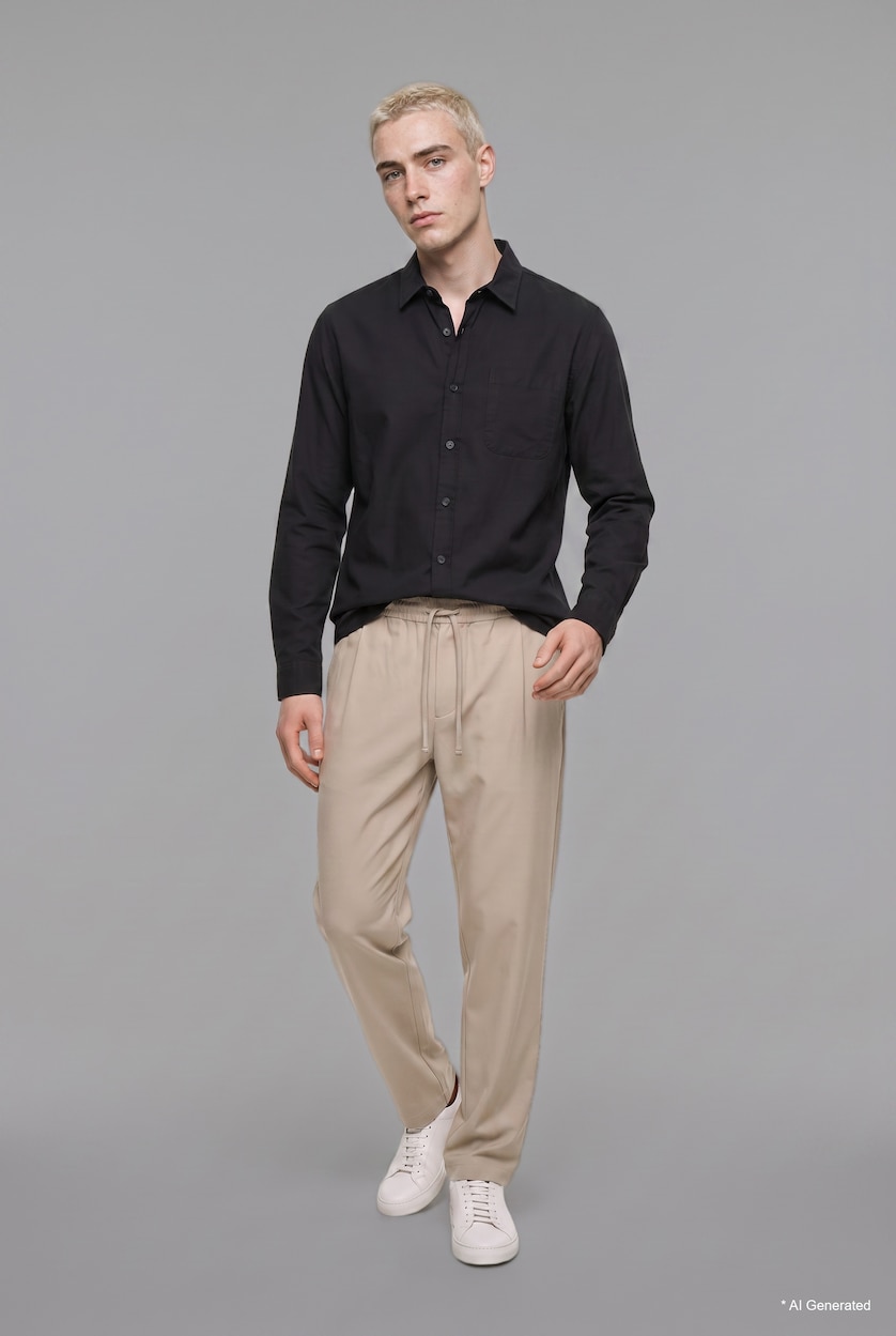 Men Black Regular Fit Cotton Long Sleeve Shirt