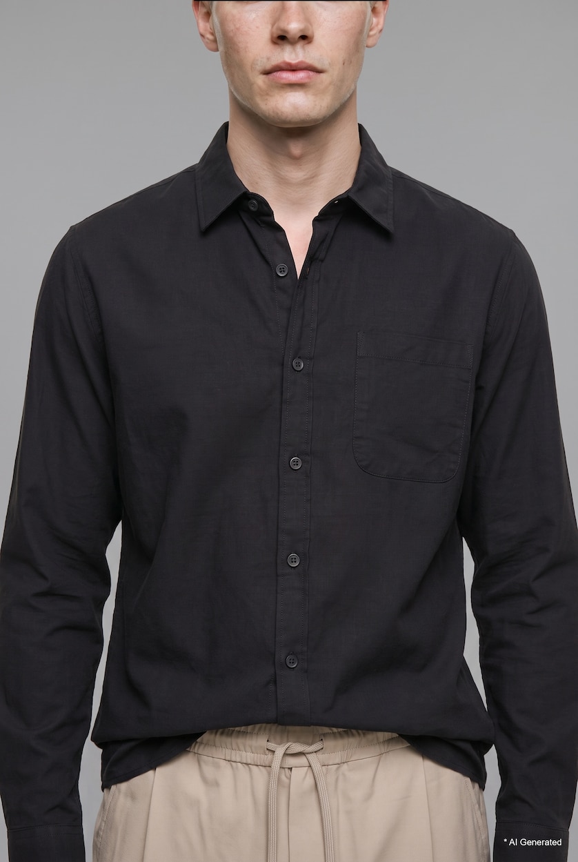 Men Black Regular Fit Cotton Long Sleeve Shirt