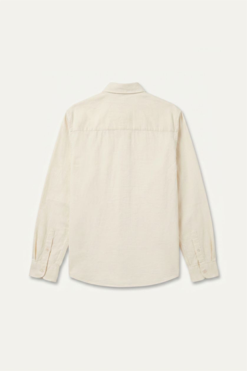 Men Ecru Regular Fit Cotton Long Sleeve Shirt