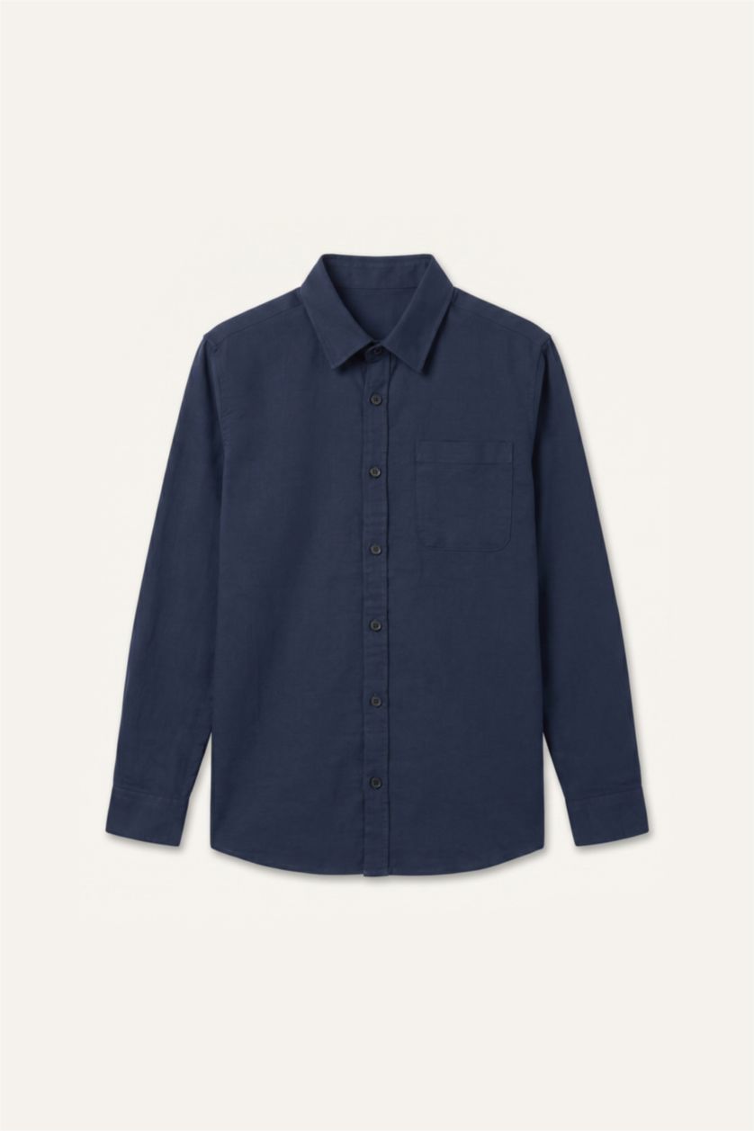 Men NAVY Regular Fit Cotton Long Sleeve Shirt
