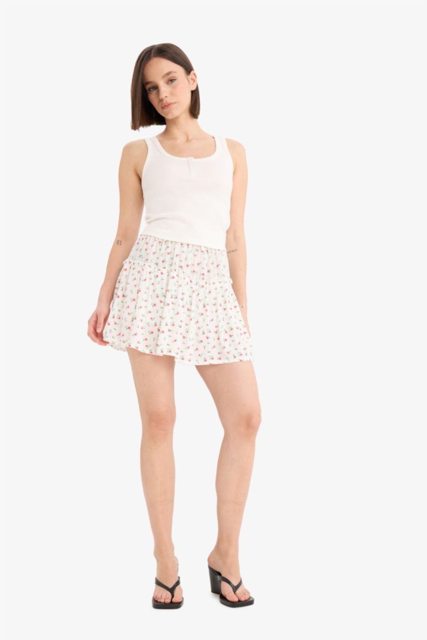 Әйелдерге Маржан гүлді қысқа ұзындық Тоқылған юбка