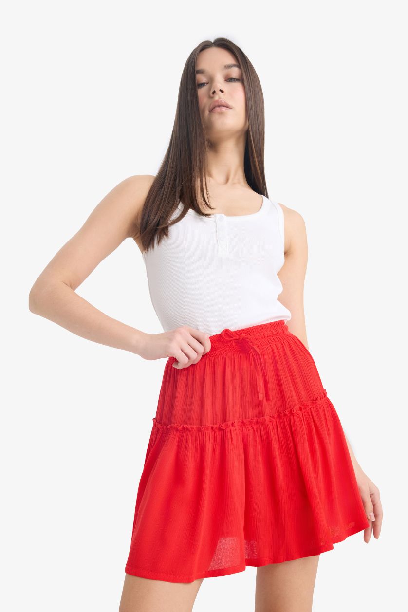 Әйелдерге қызыл мақта астары қысқа ұзындық Тоқылған юбка