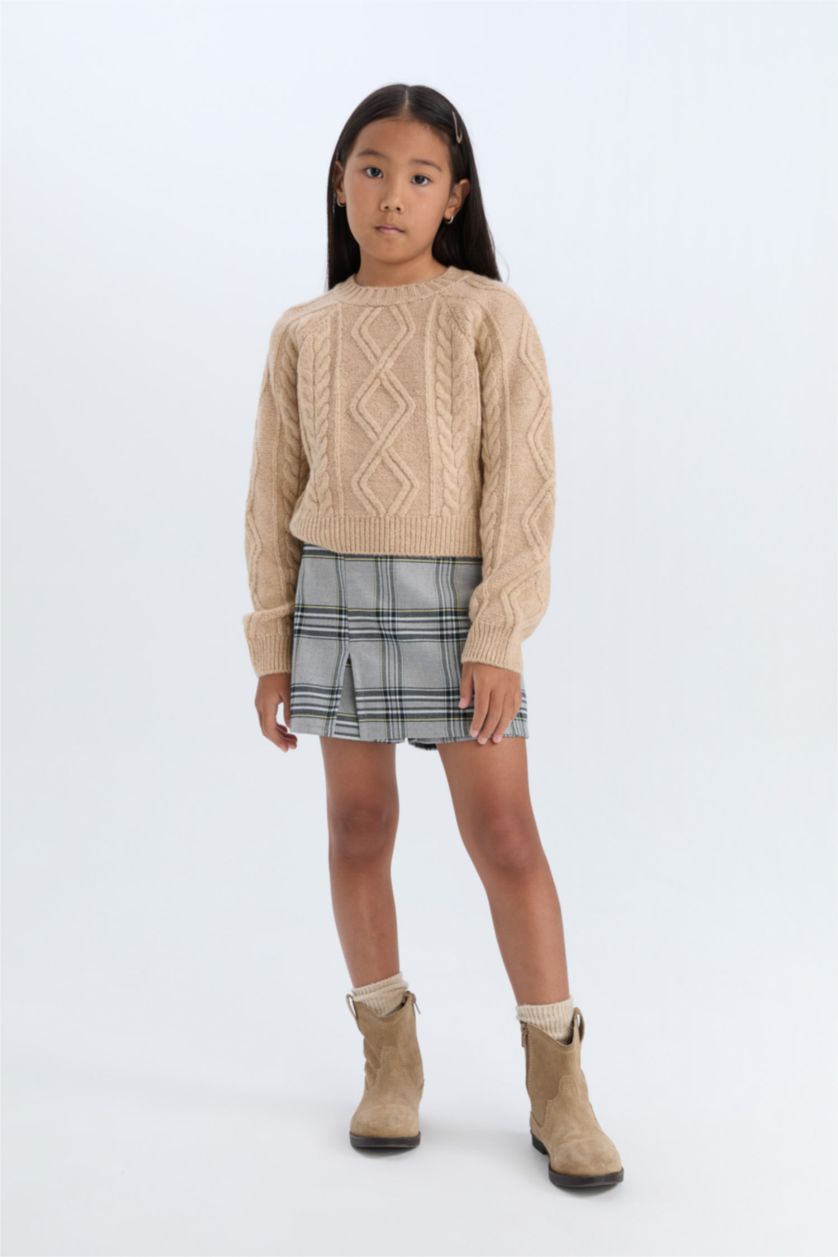 بنات رمادي فاتح Girl Plaid Short Skort