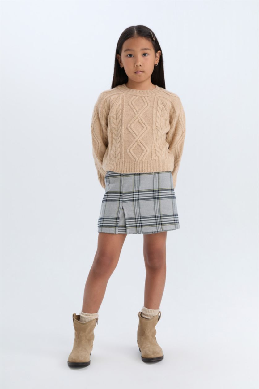 بنات رمادي فاتح Girl Plaid Short Skort