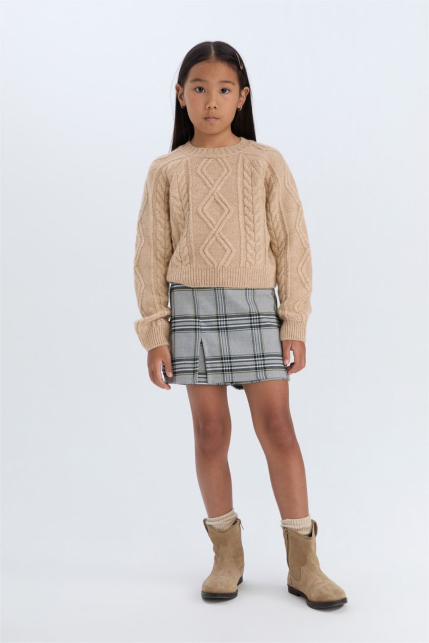 بنات رمادي فاتح Girl Plaid Short Skort