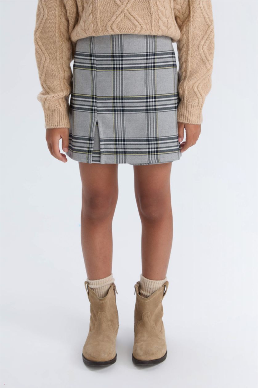بنات رمادي فاتح Girl Plaid Short Skort
