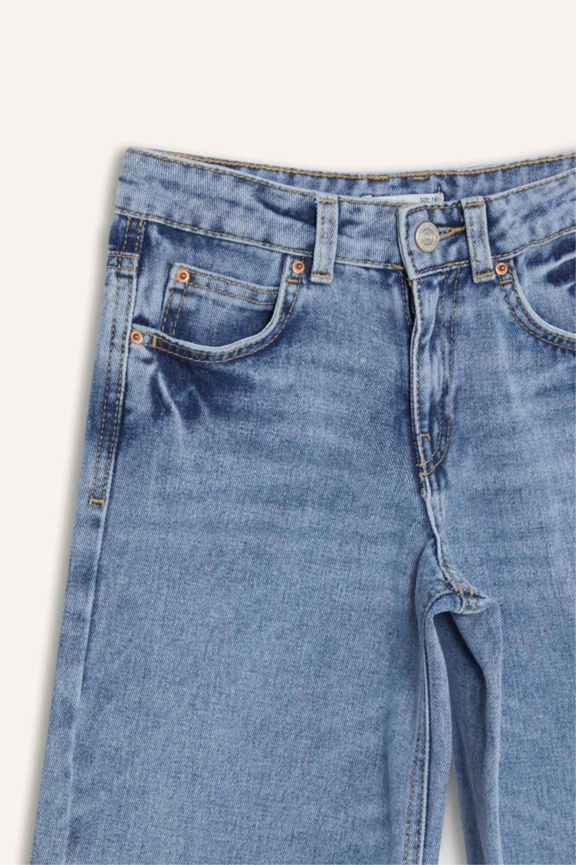 Kız Çocuk - Genç Kız Mavi Wide Leg Geniş Paça Jean Pantolon Kız Çocuk