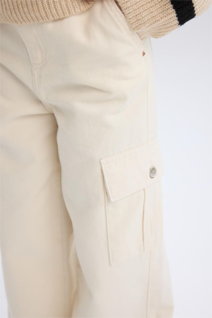FILLES Écru Pantalon jean cargo large pour fille