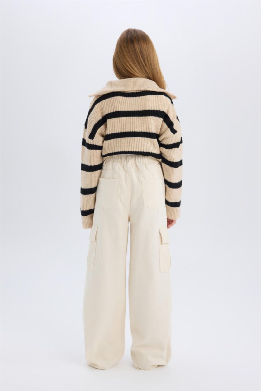 FILLES Écru Pantalon jean cargo large pour fille