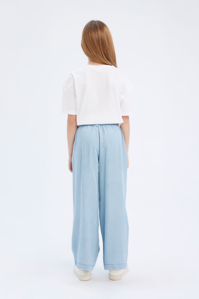 Kız Çocuk - Genç Kız Mavi Wide Leg Geniş Bol Paça Jean Pantolon Kız Çocuk