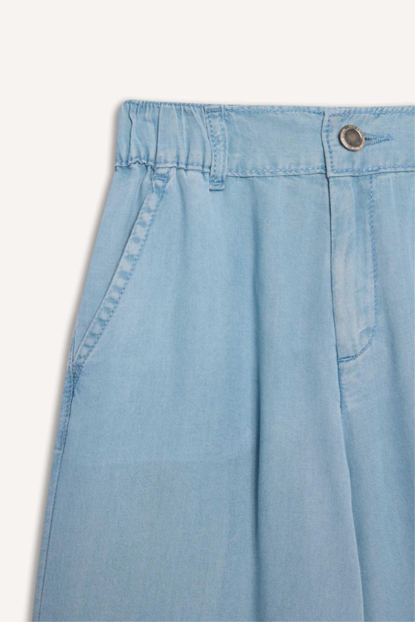 Kız Çocuk - Genç Kız Mavi Wide Leg Geniş Bol Paça Jean Pantolon Kız Çocuk