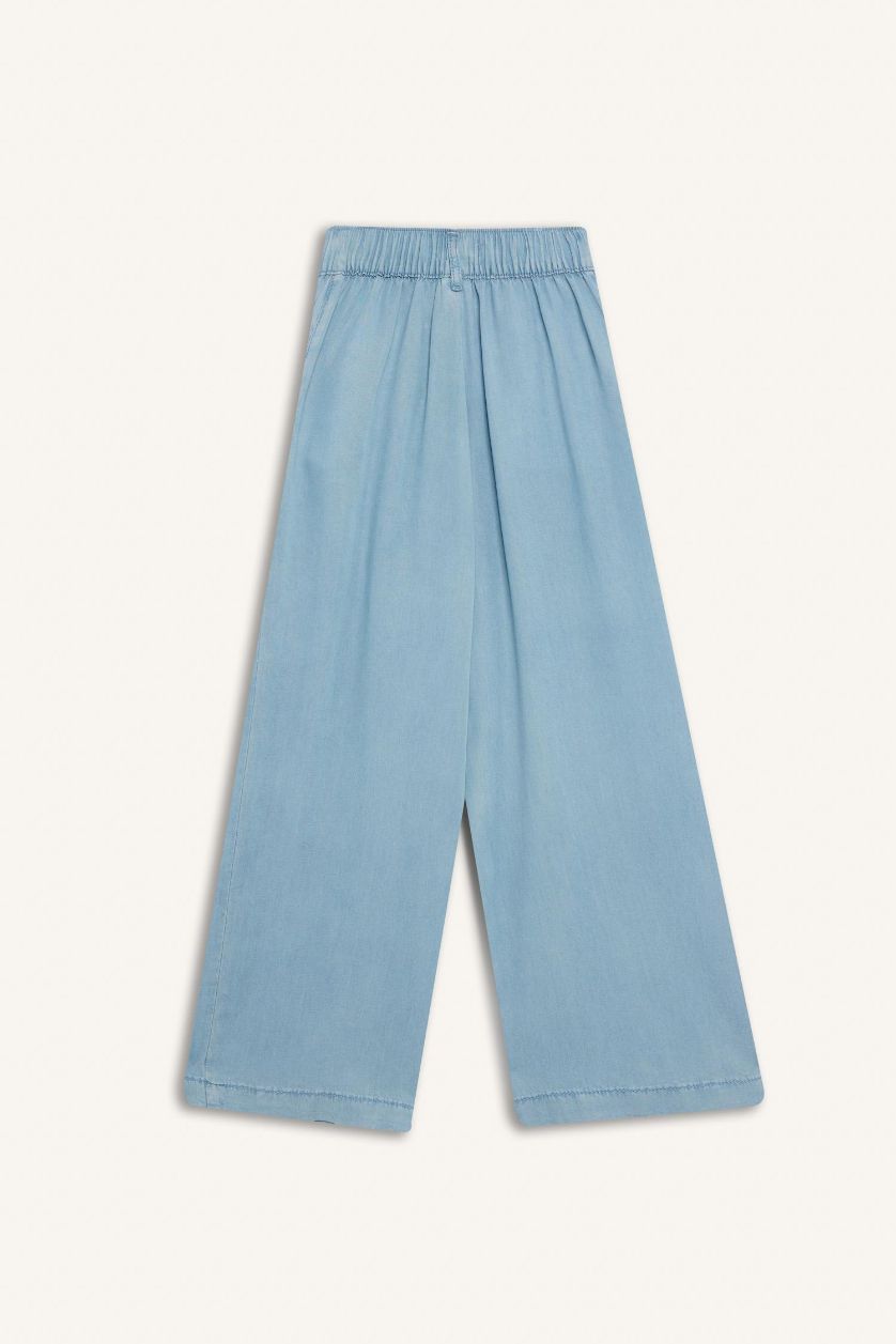 Kız Çocuk - Genç Kız Mavi Wide Leg Geniş Bol Paça Jean Pantolon Kız Çocuk