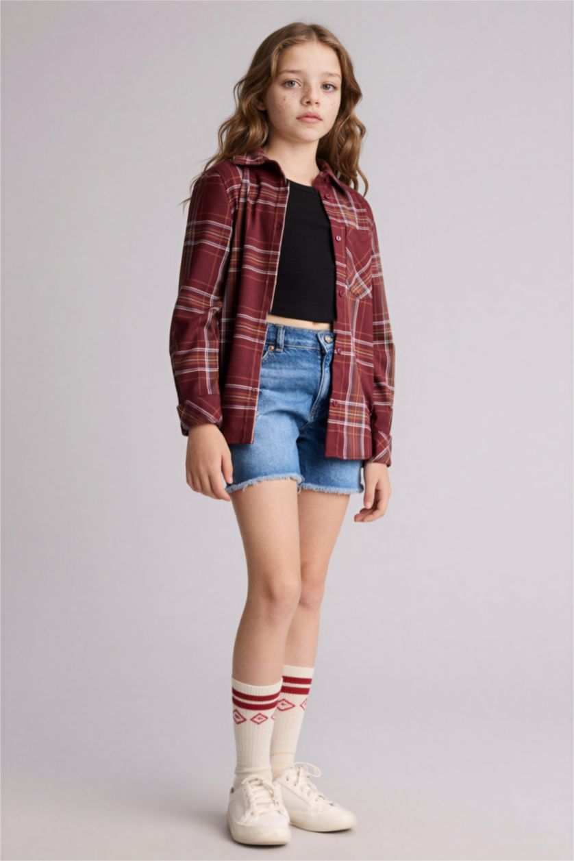 Девочки и подростки Голубрй Джинсовые шорты с потертостями для девочек