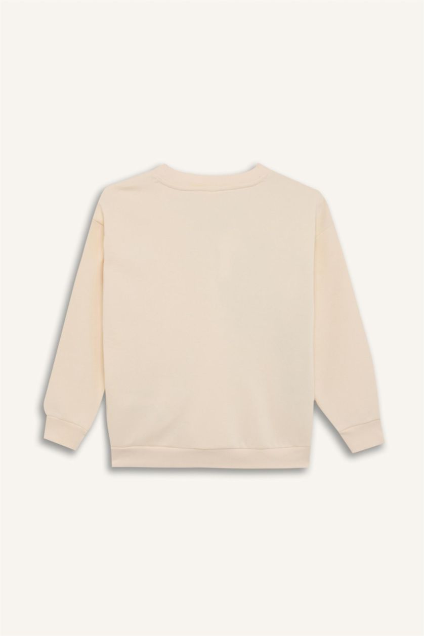 GARÇONS Beige Sweat-shirt Oversize en tissu Sweat épais imprimé à Col rond