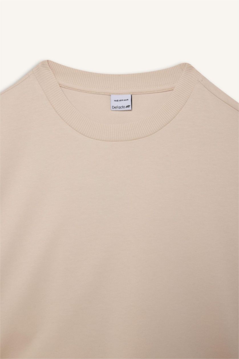 Kadın Kum Bisiklet Yaka Basic Düz  Sporcu Sweatshirt