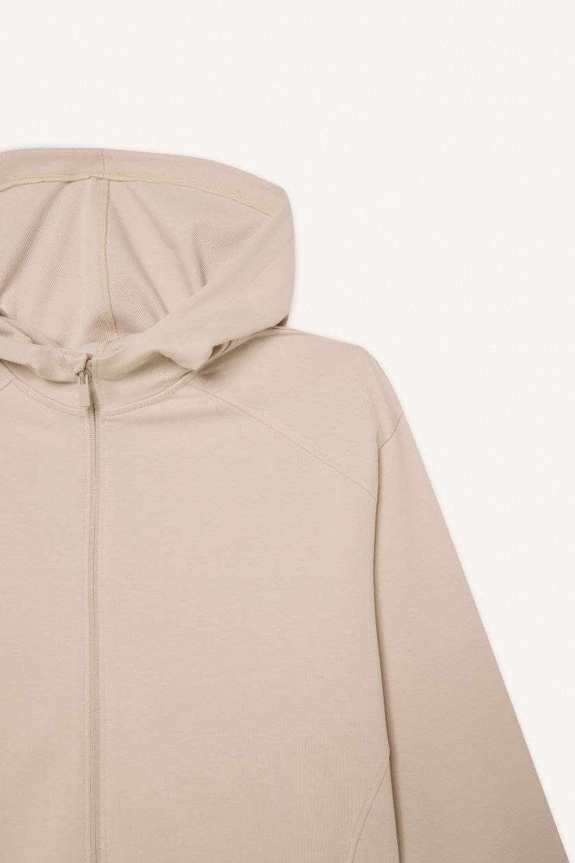WOMAN Sand Standard Fit Thick Fabric Sports Zip-Up Hoodie