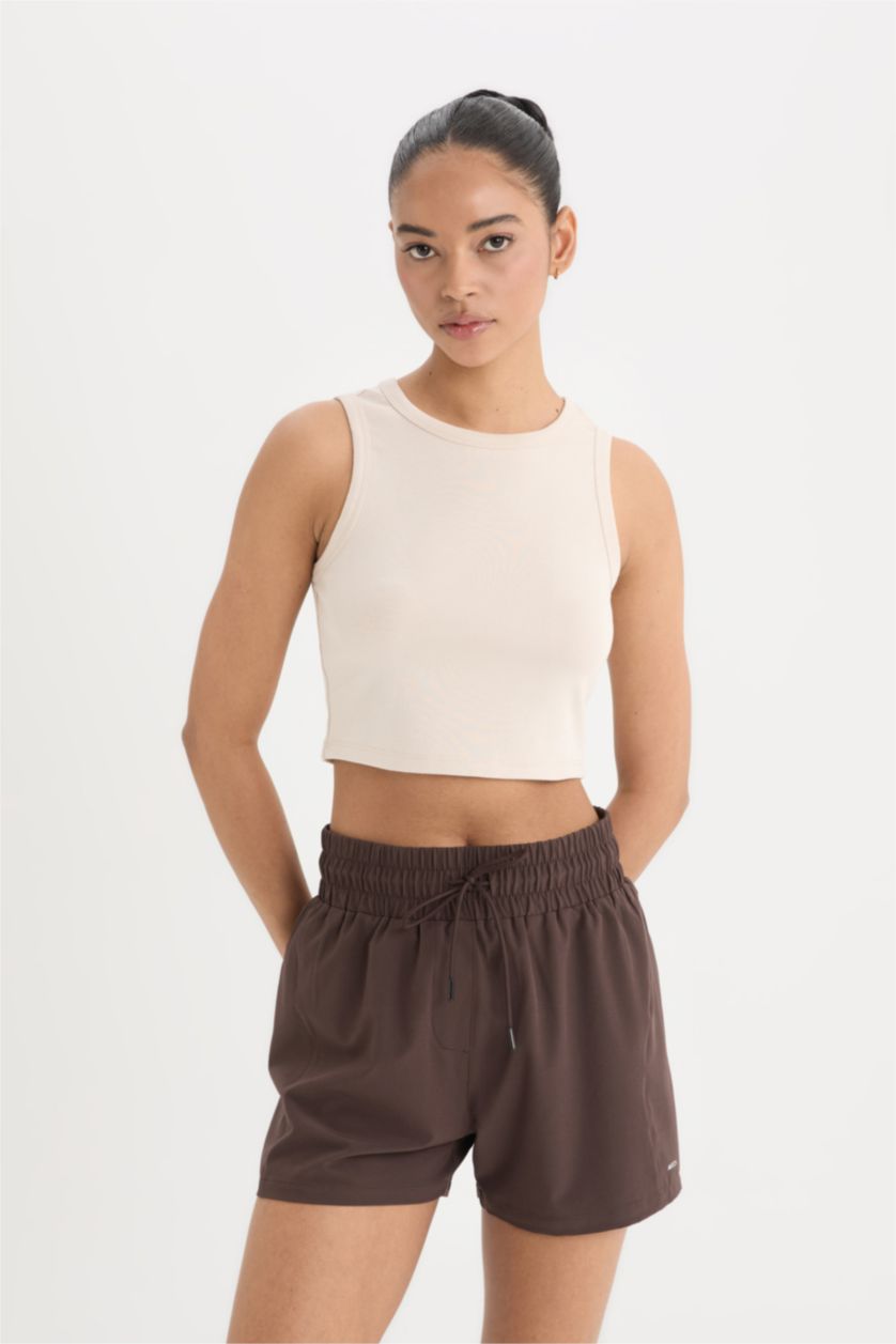 Kadın Kum Standart Fit Bisiklet Yaka Modal Sporcu Atlet