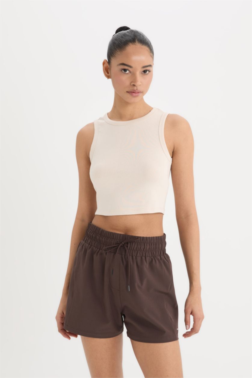 Kadın Kum Standart Fit Bisiklet Yaka Modal Sporcu Atlet