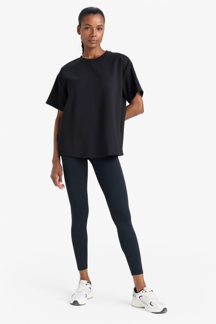 Women Black Oversize Fit modal Short Sleeve T-Shirt