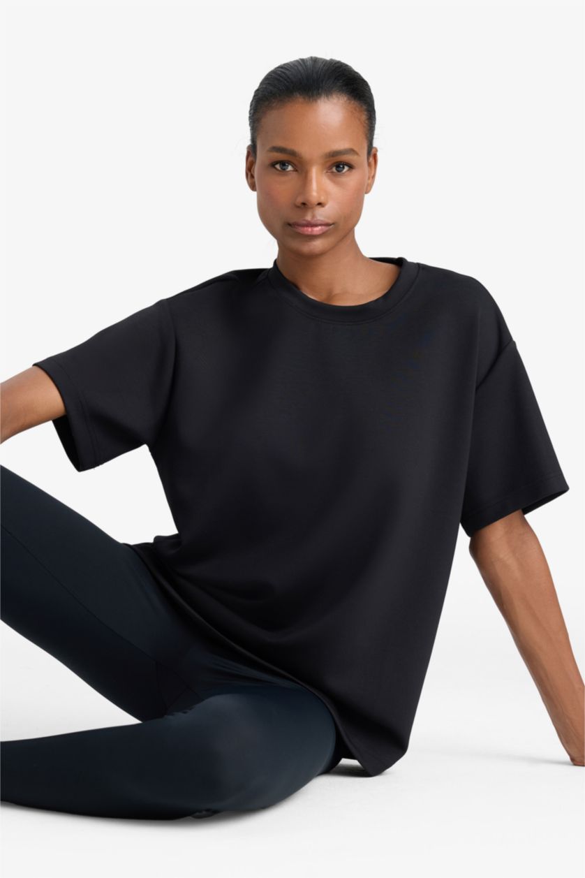 Women Black Oversize Fit modal Short Sleeve T-Shirt