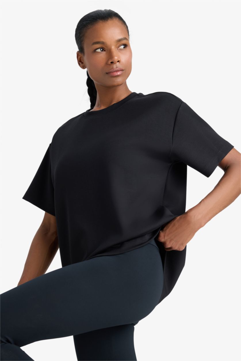 Women Black Oversize Fit modal Short Sleeve T-Shirt