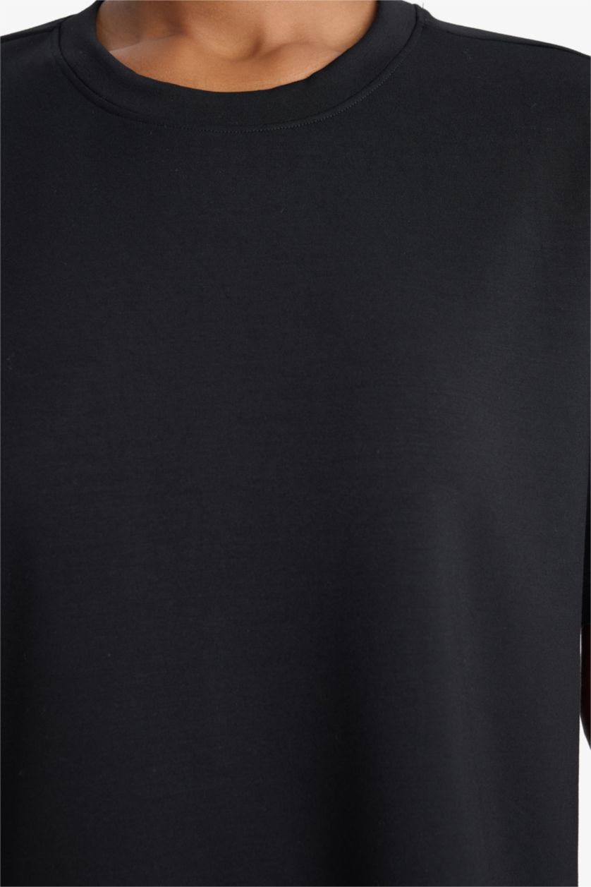Women Black Oversize Fit modal Short Sleeve T-Shirt