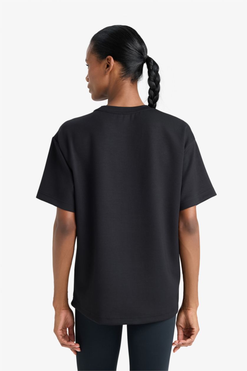 Women Black Oversize Fit modal Short Sleeve T-Shirt