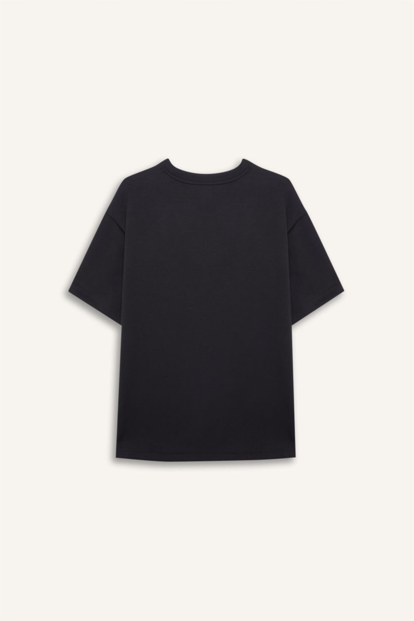 Women Black Oversize Fit modal Short Sleeve T-Shirt