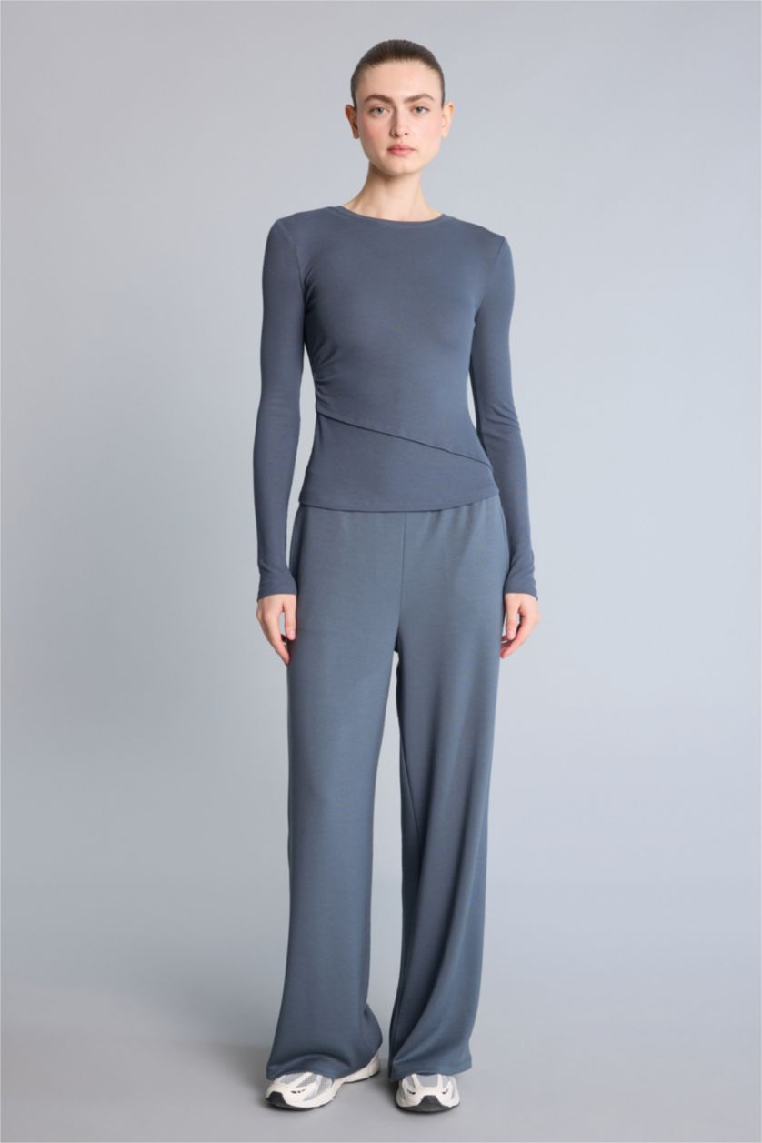 Kadın Antrasit Wide Leg Modal Sporcu Pantolon