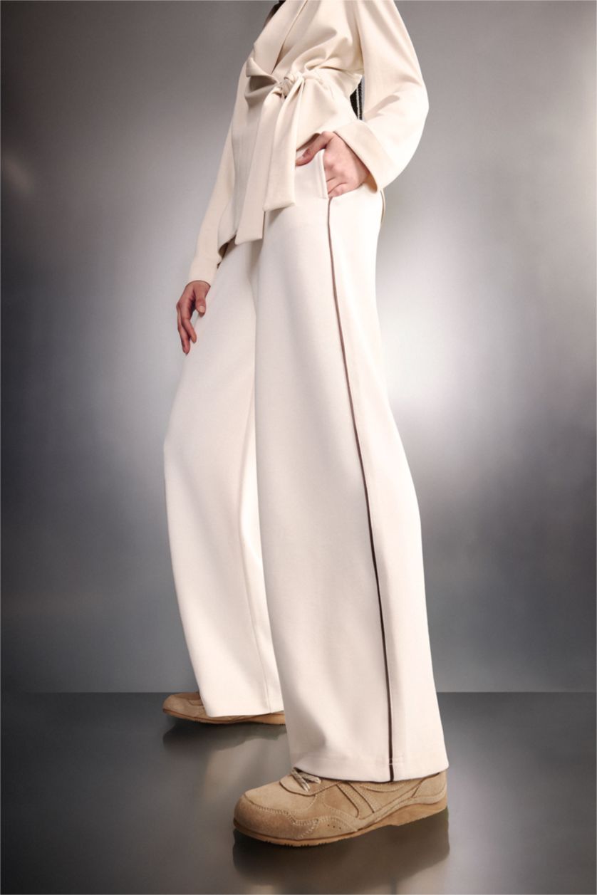 حريمي بيج فاتح بنطلون سويت بانتس وايد ليج برجل واسع