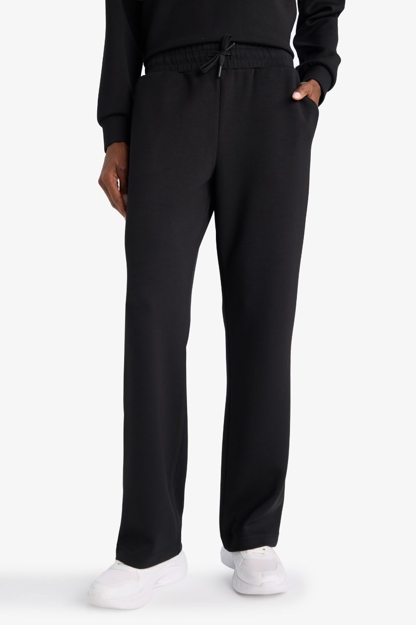 Женщины Черный Брюки Straight Fit стандартной длины из модала Soft Touch