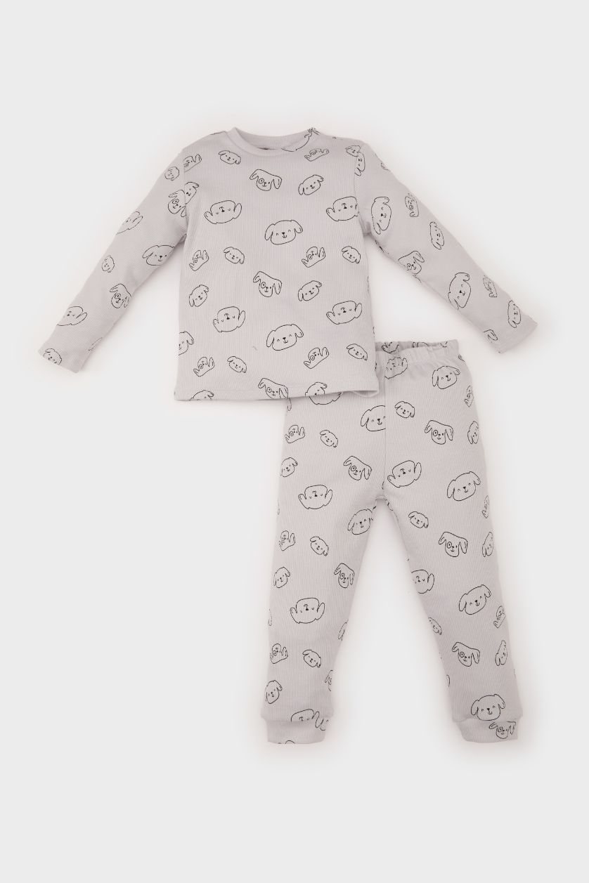 BABY BOY Light Grey Baby Boy Camisole Patterned Top Bottom 2 Piece Pajama Set