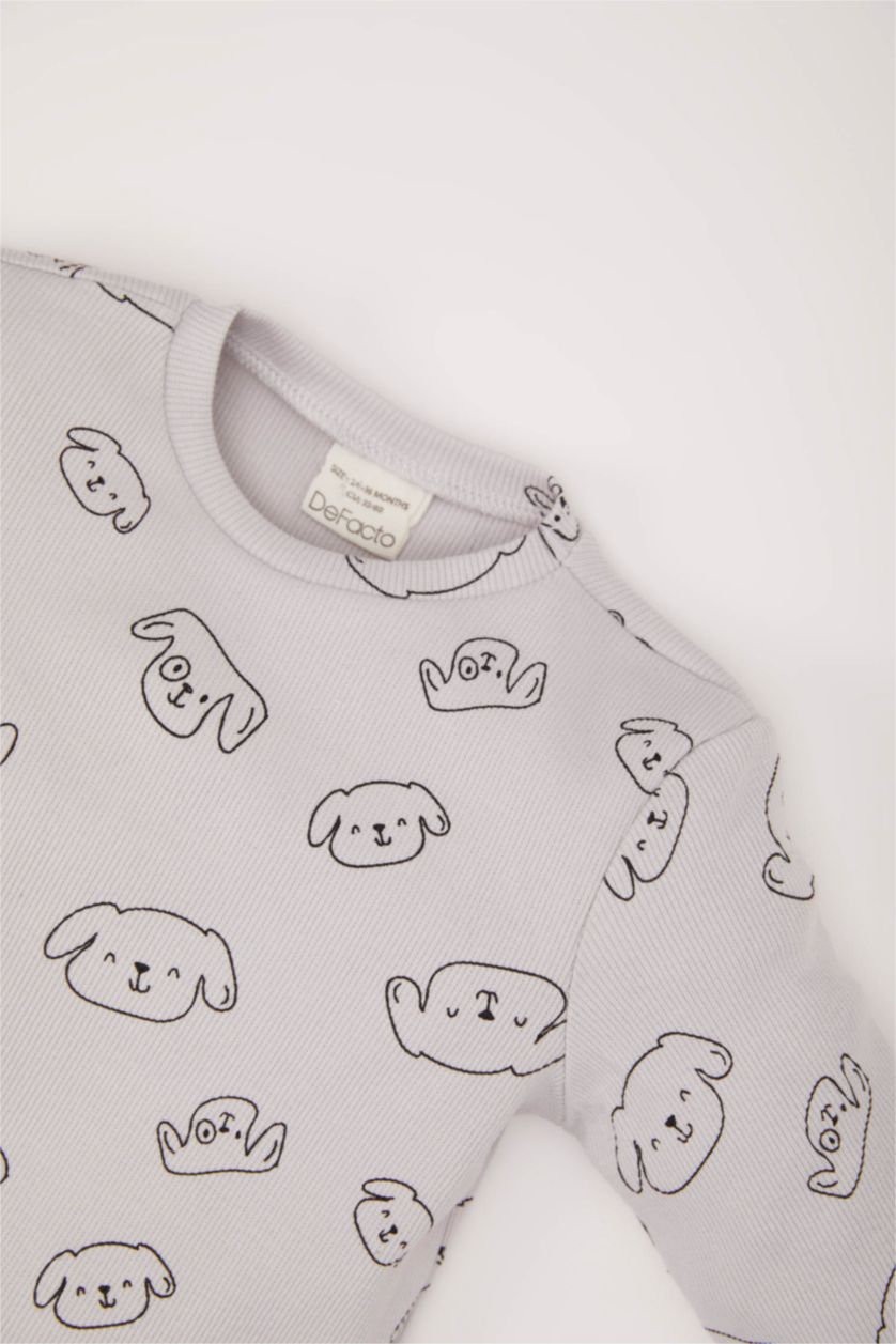 BABY BOY Light Grey Baby Boy Camisole Patterned Top Bottom 2 Piece Pajama Set