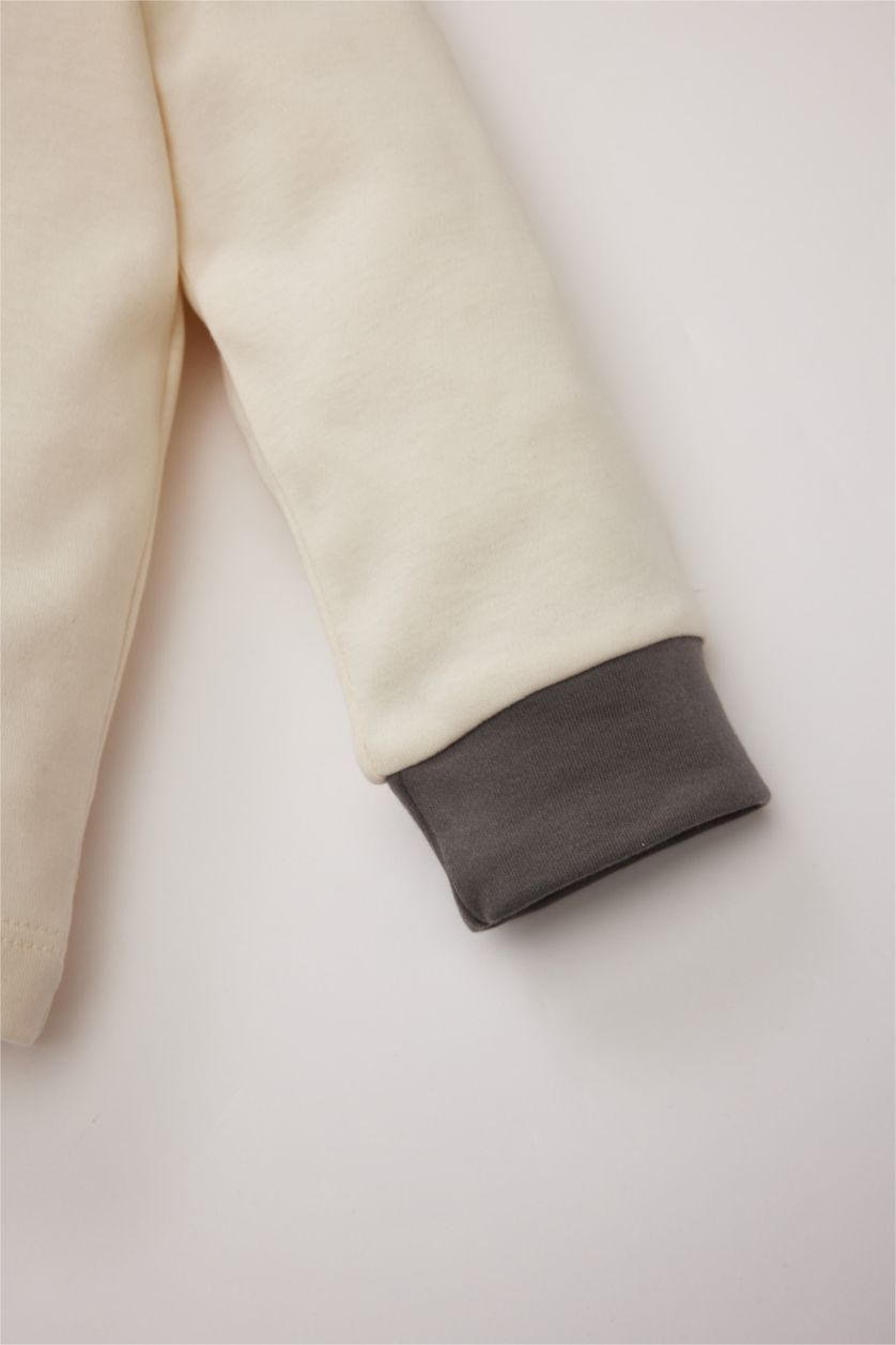 Erkek Bebek Antrasit Erkek Bebek Pijama Takımı Baskılı Uzun Kollu Üst Beli Lastikli Uzun Alt