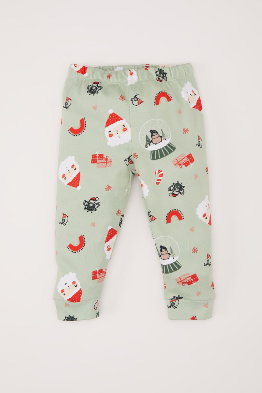 طفلة صغيرة نعناع بيجامة الكريسماس للبنات برقبة مستديرة من قطعتين