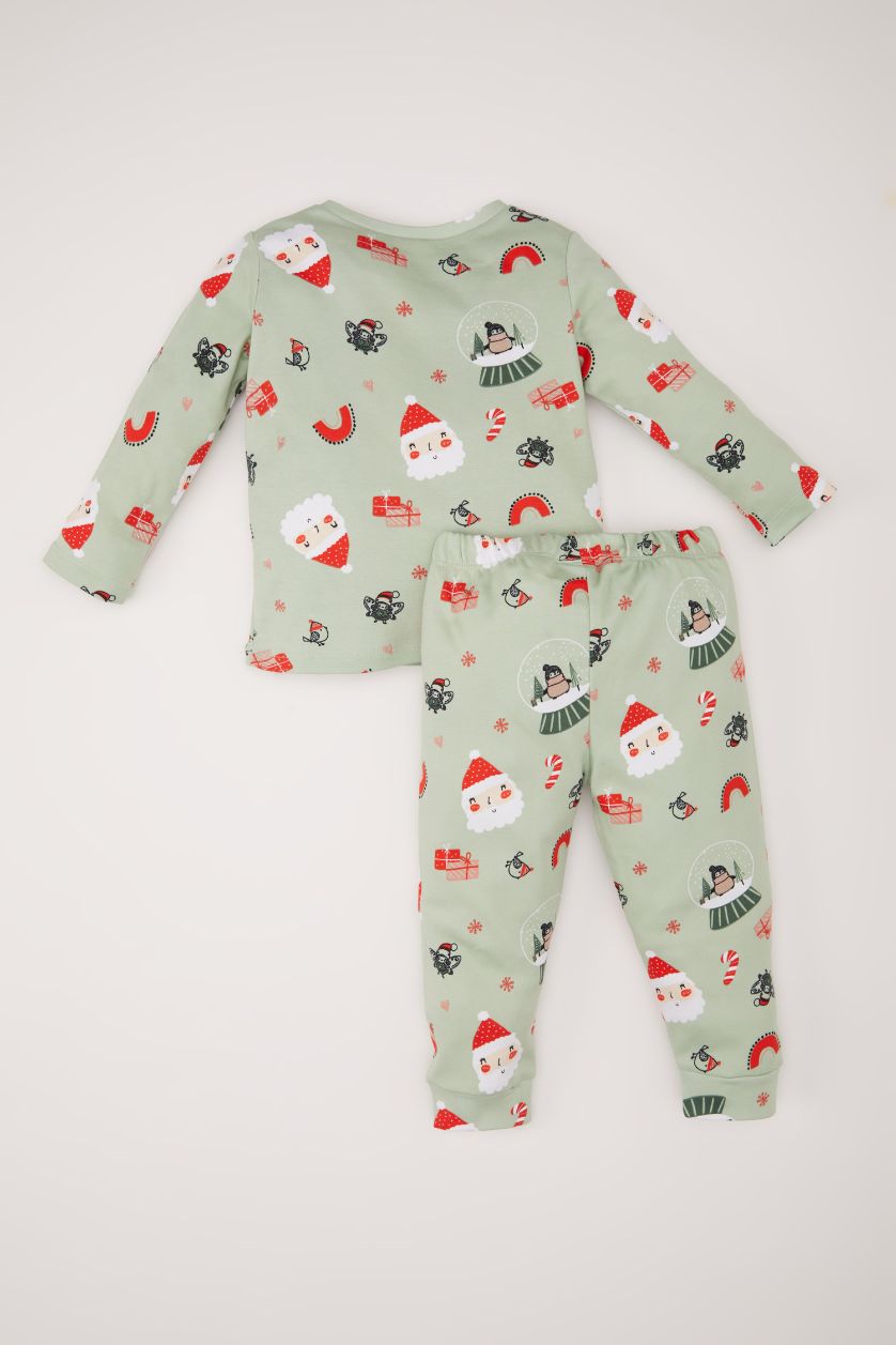 طفلة صغيرة نعناع بيجامة الكريسماس للبنات برقبة مستديرة من قطعتين