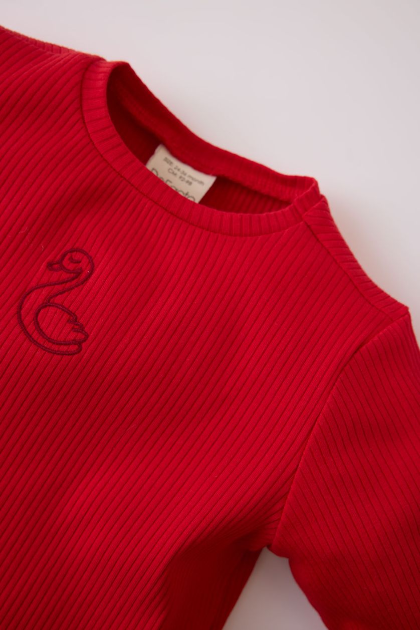 BABY GIRL Red Baby Girl Embroidered Top Bottom 2 Piece Pajama Set