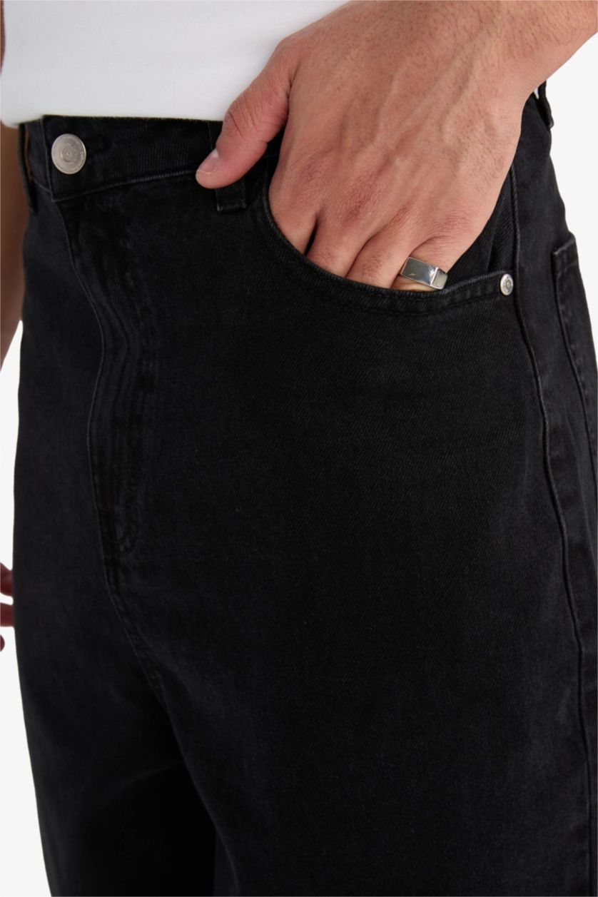 Ерлер қара Balloon Fit кең балақты джинс шалбар