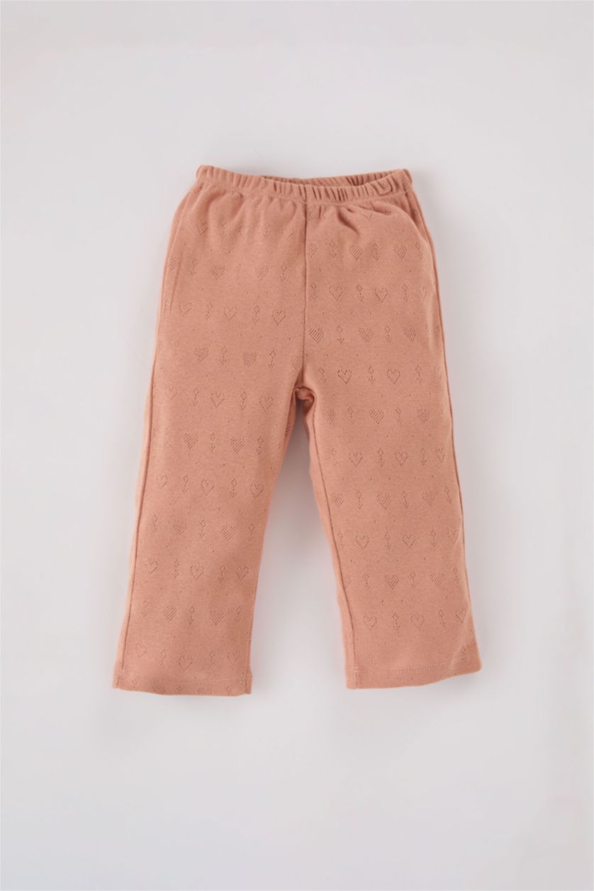 Kız Bebek Açık Kahve Pijama Takımı Uzun Kollu Ribana Üst Uzun Alt Kız Bebek